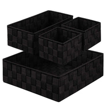 Load image into Gallery viewer, Budget friendly kedsum woven storage box cube basket bin container tote cube organizer divider for drawer closet shelf dresser set of 4 black