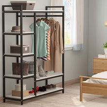 Load image into Gallery viewer, Best seller  little tree free standing closet organizer heavy duty clothes rack with 6 shelves and handing bar large closet storage stytem closet garment shelves