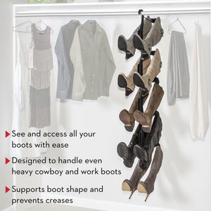 Discover the boot butler boot storage rack as seen on rachael ray clean up your closet floor with hanging boot storage easy to assemble built to last 5 pair hanger organizer shaper tree