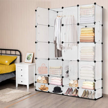 Load image into Gallery viewer, Shop tangkula portable clothes closet wardrobe bedroom armoire diy storage organizer closet with doors 16 cubes and 8 shoe racks