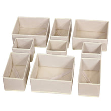 Load image into Gallery viewer, Great diommell 9 pack foldable cloth storage box closet dresser drawer organizer fabric baskets bins containers divider with drawers for baby clothes underwear bras socks lingerie clothing beige 333