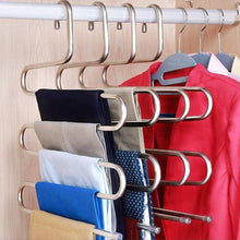 Load image into Gallery viewer, Budget friendly doiown pants hangers s shape stainless steel clothes hangers space saving hangers closet organizer for pants jeans scarf5 layers 10pcs 1