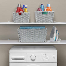 Load image into Gallery viewer, Storage organizer sorbus woven basket bin set storage for home decor nursery desk countertop closet cube organizer shelf stackable baskets includes built in carry handles set of 3 light gray