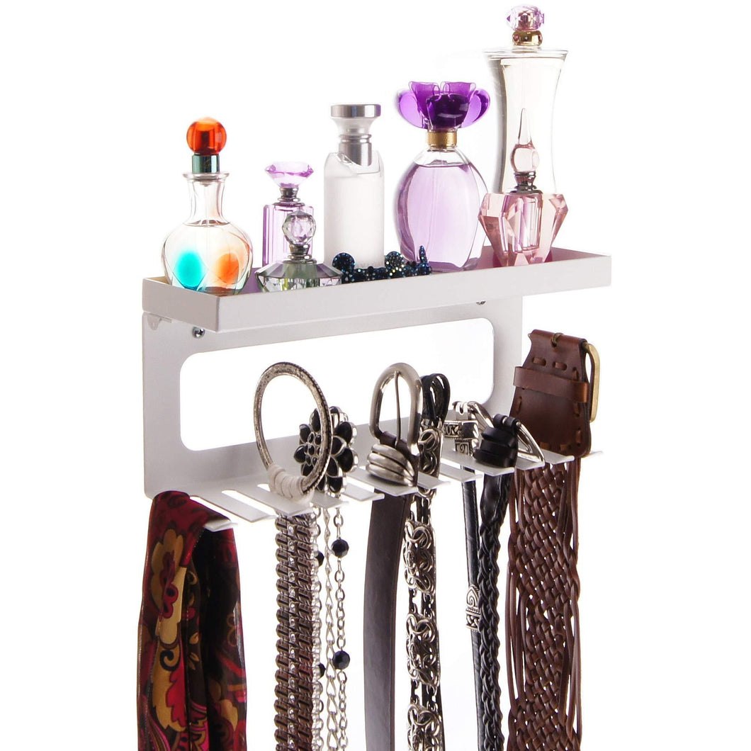 Discover the best angelynns belt holder organizer hanger wall mount hanging closet storage rack womens mens valet shelf arinn white