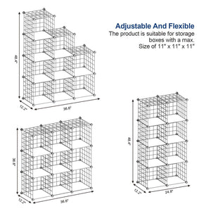 Best songmics metal wire cube storage 9 cube shelves organizer stackable storage bins modular bookcase diy closet cabinet shelf 36 6l x 12 2w x 36 6h black ulpi115h