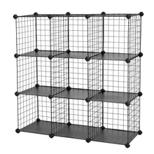 Load image into Gallery viewer, Try songmics metal wire cube storage 9 cube shelves organizer stackable storage bins modular bookcase diy closet cabinet shelf 36 6l x 12 2w x 36 6h black ulpi115h