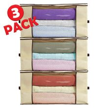 Load image into Gallery viewer, Buy now ziz home blankets clothes storage bag 3 pack breathable anti mold material closet organization used for linen storage blanket storage sweater storage duvet storage bags eco friendly clear window