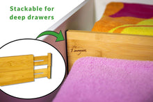Load image into Gallery viewer, Storage drawer dividers bamboo kitchen organizers set of 6 spring loaded drawer divider adjustable expandable drawer organizer best for kitchen bedroom dresser baby drawers closet