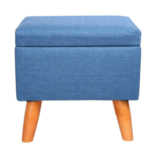 Eshow Square Footstools Wood Storage Stool Rectangular Seat Cube Organizer Home Furniture Ottomans Upholstered Ottoman Foot Stool Handmade Blue