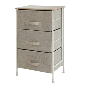 Purchase leaf house fabric 3 drawer storage organizer unit nightstand for nursery closet bedroom bathroom entryway beige no tools required