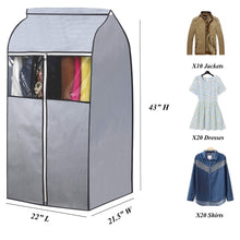 Load image into Gallery viewer, Buy now sleeping lamb garment bag organizer storage with clear pvc windows garment rack cover well sealed hanging closet cover for suits coats jackets grey