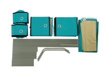 Load image into Gallery viewer, On amazon homebi multi bin storage shelf 11 drawers storage chest linen organizer closet cabinet with zipper covered foldable fabric bins and sturdy metal shelf frame in turquoise 31w x12 dx32h