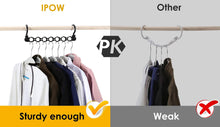 Load image into Gallery viewer, Best ipow 6 pack magic hanger heavy duty plastic closet space saving hanger wardrobe clothing cascading hanger organizer for easy wrinkle free shirts pants and coats