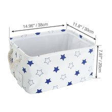 Load image into Gallery viewer, Shop for storage bin zonyon rectangular collapsible linen foldable storage container baby basket hamper organizer with rope handles for boys girls kids toys office bedroom closet gift basket blue star