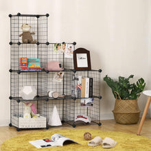 Load image into Gallery viewer, Budget friendly songmics metal wire cube storage 9 cube shelves organizer stackable storage bins modular bookcase diy closet cabinet shelf 36 6l x 12 2w x 36 6h black ulpi115h