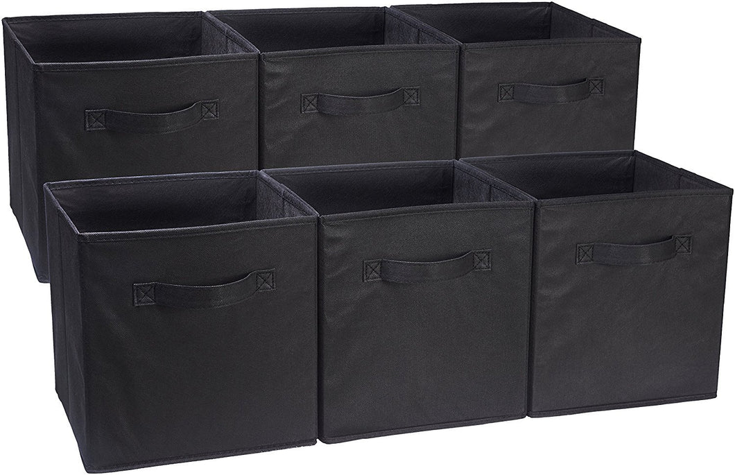 AmazonBasics Foldable Storage Cubes - 6-Pack, Black