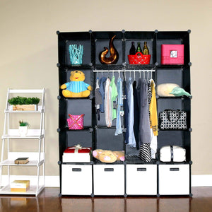 Online shopping unicoo multi use diy plastic 20 cube organizer bookcase storage cabinet wardrobe closet black with white door deeper cube