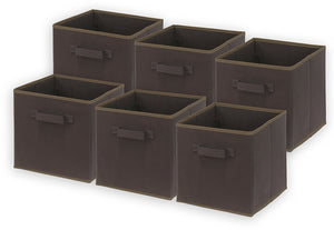 6 Pack - SimpleHouseware Foldable Cube Storage Bin, Brown