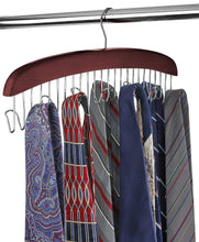 Load image into Gallery viewer, Select nice floridabrands scarf and tie hanger closet organizer and 12 hook wooden tie rack hanger for space saving solution and perfect space saving closet makeover mahogany color