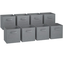 Load image into Gallery viewer, Heavy duty royexe storage cubes set of 8 storage baskets features dual handles 10 label window cards cube storage bins foldable fabric closet shelf organizer drawer organizers and storage grey