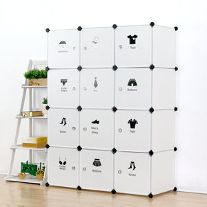Results unicoo multi use diy plastic 12 cube organizer toy organizer bookcase storage cabinet wardrobe closet white with door sticker deeper cube white