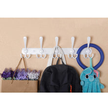 Load image into Gallery viewer, Exclusive webi coat rack wall mounted 5 tri hooks decorative coat hook rack triple hook rail wall hooks for bathroom kitchen office entryway closet white 2 packs