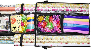 New freegrace double sided hanging gift wrap organizer large 16 x 41 wrapping paper rolls storage bag tearproof space saving closet gift bag organization solution black