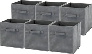 6 Pack - SimpleHouseware Foldable Cube Storage Bin, Dark Grey